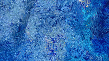 Impressionism wall art print. Vincent Van Gogh style expressionism oil painting. Swirl splashes. Surrealism artwork. Abstract artistic background. Real brush strokes on canvas. Contemporary fine art.