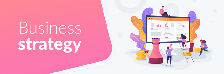 Consulting, expert advice, business strategy and support concept on white background.Vector banner template for social media with text copy space and infographic concept illustration.