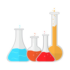 Isolated group of laboratory flasks. Vector illustration design