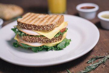 Jam Sandwich with lettuce and tomato 