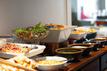 restaurant buffet with salad