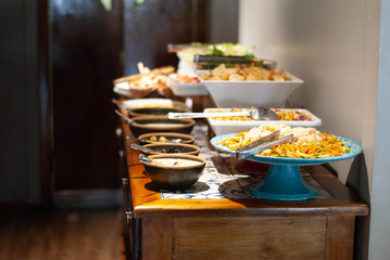 restaurant buffet with salad