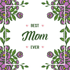 Vector illustration various ornate of purple rose flower frame with lettering i love you mom