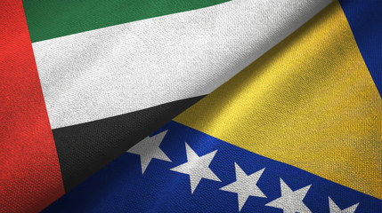United Arab Emirates and Bosnia and Herzegovina two flags textile cloth