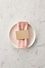 Table setting with dishes, home party decor