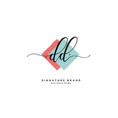 D DD Initial letter handwriting and  signature logo.