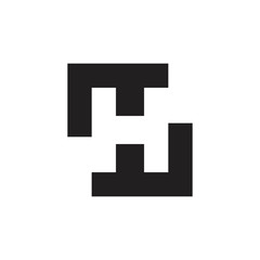 letter h negative space square logo vector