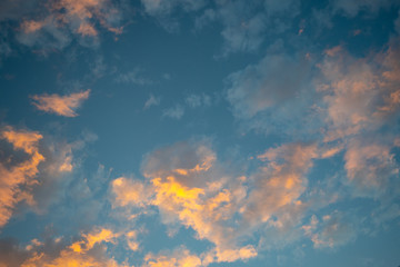 Beautiful romantic cumulus sunset clouds in twilight time for background, wallpaper