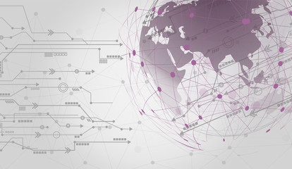Global network connection Automated Support Assistance and Networks Design Concept with Wireframe