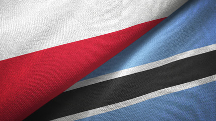 Poland and Botswana two flags textile cloth, fabric texture