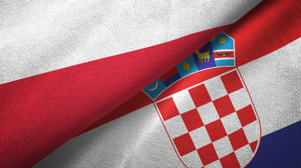Poland and Croatia two flags textile cloth, fabric texture