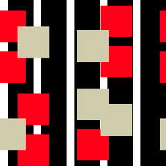 Digital abstract linear geometric seamless pattern background design in red and black colors. Vector illustration.