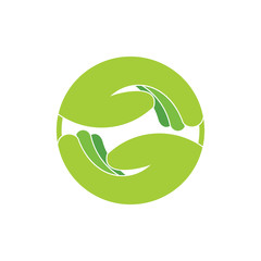 two helping hand gradient design team work symbol vector