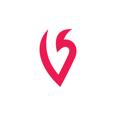 abstract letter v curves simple red logo vector