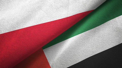 Poland and United Arab Emirates two flags textile cloth, fabric texture