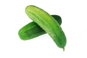 close up on cucumbers isolated on white background