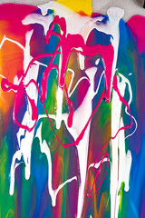 stains of multi-colored paint close-up