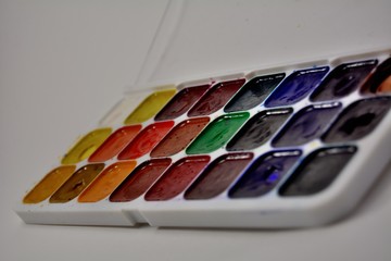 A box of watercolor paints