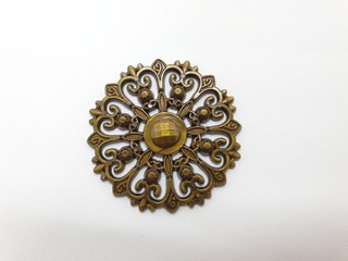 Beautiful Artistic Vintage Retro Antique Iconic Gold Emblem Accessories Jewelry in White Isolated...
