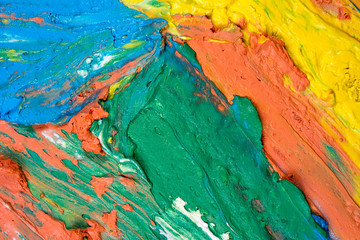 stains of multi-colored paint close-up