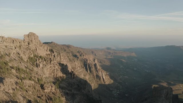 Drone shot of a mountain panorama with valley, gran canaria