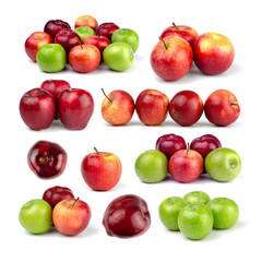 Set of Fresh apple isolated on white background.