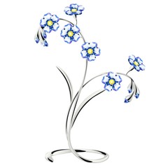 Figurine made of precious stones in the form of a flowers isolated on white background. Vector cartoon close-up illustration.