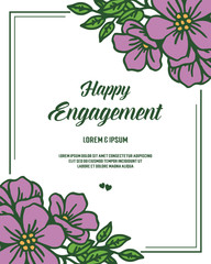 Vector illustration wreath beautiful frame for decoration of happy engagement
