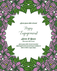 Vector illustration beautiful wreath frame for card template of happy engagement