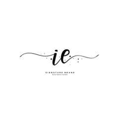 I E IE Initial letter handwriting and  signature logo.