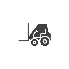 Use forklift loader vector icon. filled flat sign for mobile concept and web design. Construction Vehicle glyph icon. Symbol, logo illustration. Pixel perfect vector graphics