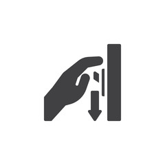 Switch off after use vector icon. Hand turning off the light filled flat sign for mobile concept and web design. Toggle switch glyph icon. Mandatory symbol, logo illustration. Pixel perfect vector 