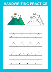 Handwriting practice sheet illustration vector