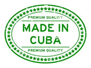 Fototapeta premium Grunge green premium quality made in Cuba oval rubber seal stamp on white background