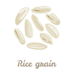 Rice grain icon isolated on white background. Vector illustration of a cereal in cartoon simple flat style.