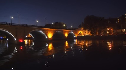 Pedestrians on the Saarbrucken Bridge in Tbilisi, Georgia