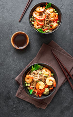Stir fried shrimp soba