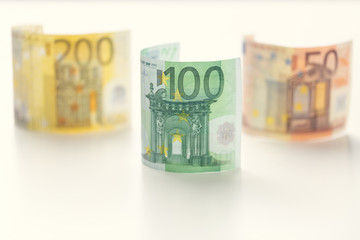 Euro notes with shallow depth of field.