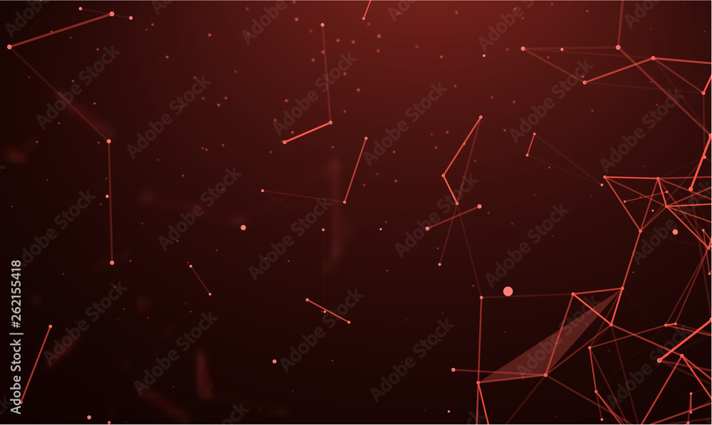 Wall mural abstract red background with geometric pattern. communication, digital technologies.