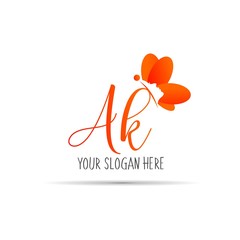 initial letters woman face in butterfly logo