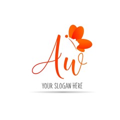 initial letters woman face in butterfly logo