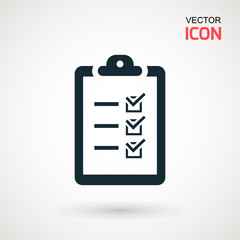 Checklist icon. Declarations linear icon. Flat illustration of clipboard with checklist.