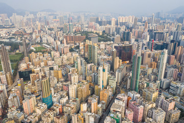 Aerial view of Hong Kong city