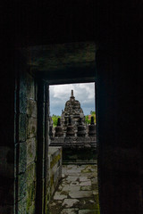 A view on one of the temples of the Candi Sewu (Sewu Temple) complex from another temple