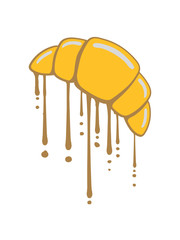 croissant aufstrich schmelzend graffiti tropfen brötchen lecker hunger essen backen französisch bäckerei bäcker frühstück clipart cool design