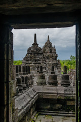 A view on one of the temples of the Candi Sewu (Sewu Temple) complex from another temple