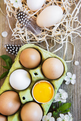 Chicken eggs in tray