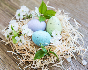 Nest with easter eggs