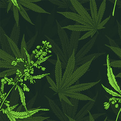 Fototapeta na wymiar Cannabis leafs seamless vector pattern