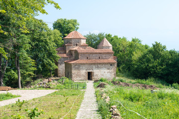 Fototapeta na wymiar Telavi, Georgia - Jul 11 2018: Dzveli Shuamta Monastery. a famous Historic site in Telavi, Kakheti, Georgia.